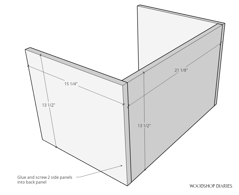 Dimensions of side and back panels for storage cart box