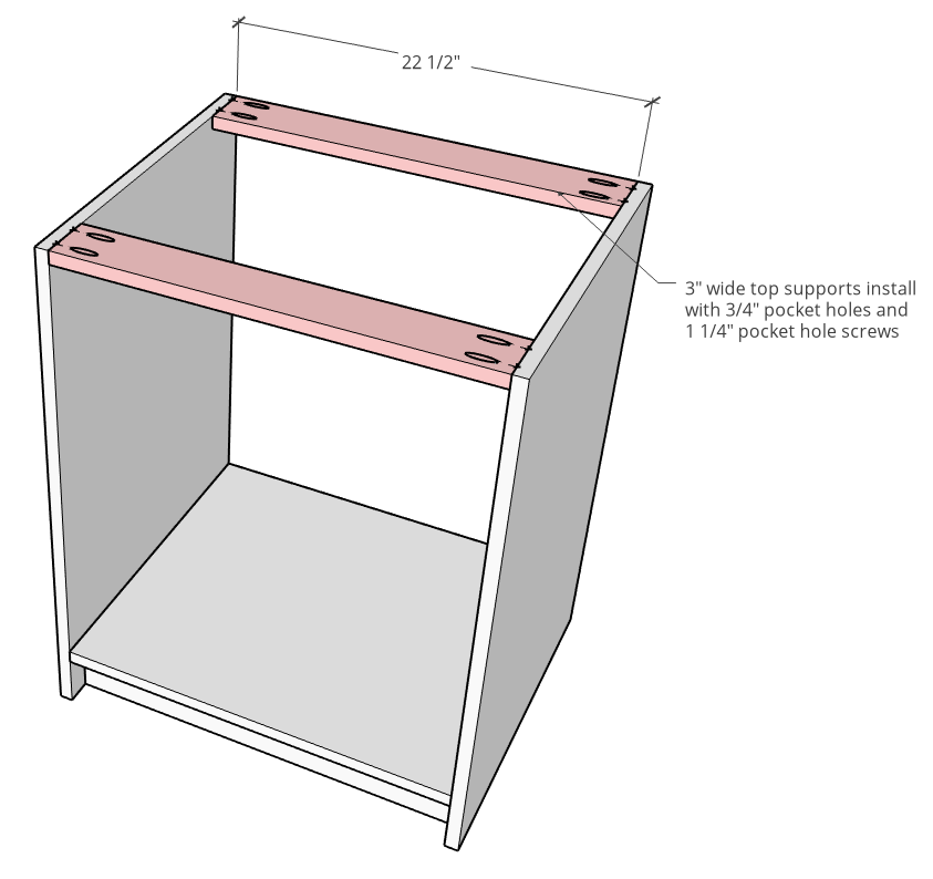 Top supports attached on modular cabinet diagram