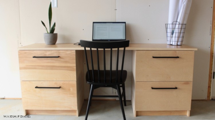 DIY filing cabinet desk put together