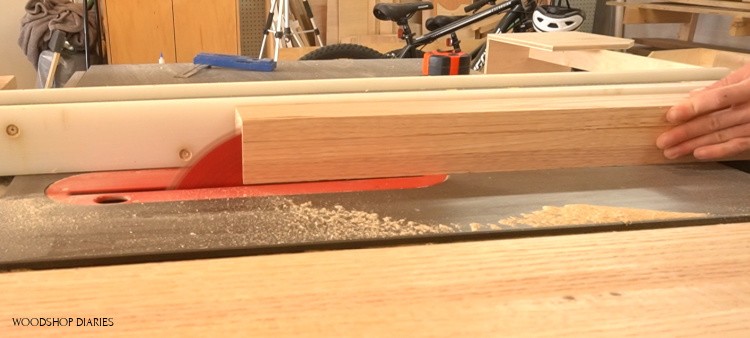 Trimming down desk legs on table saw to final dimensions