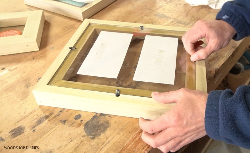 easy DIY picture frame upside down with turn buttons and plexiglass