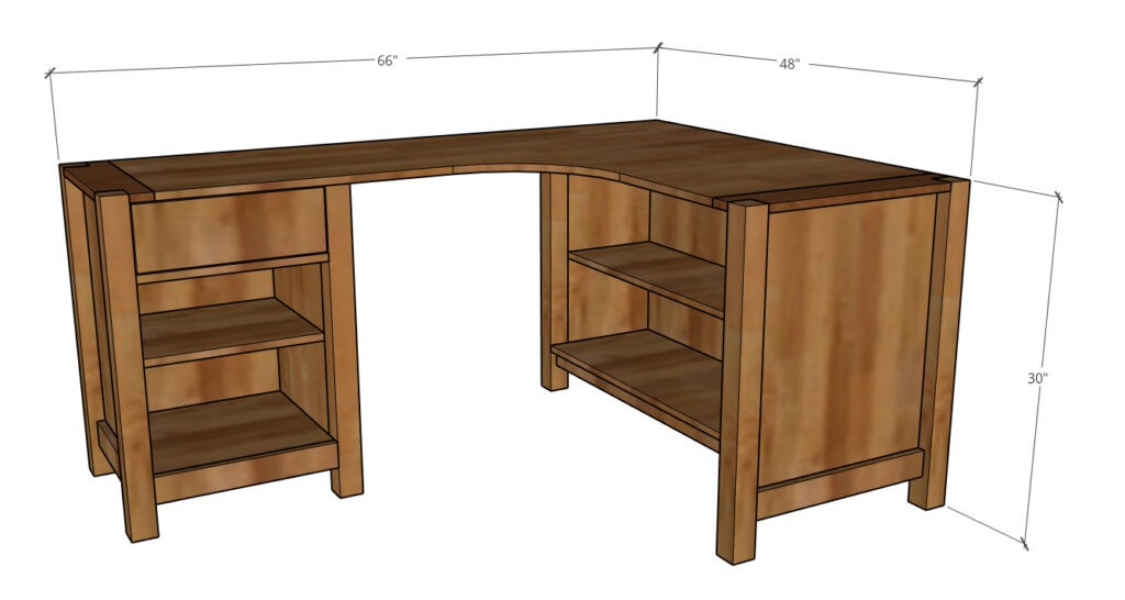 Corner L shaped desk overall dimensions