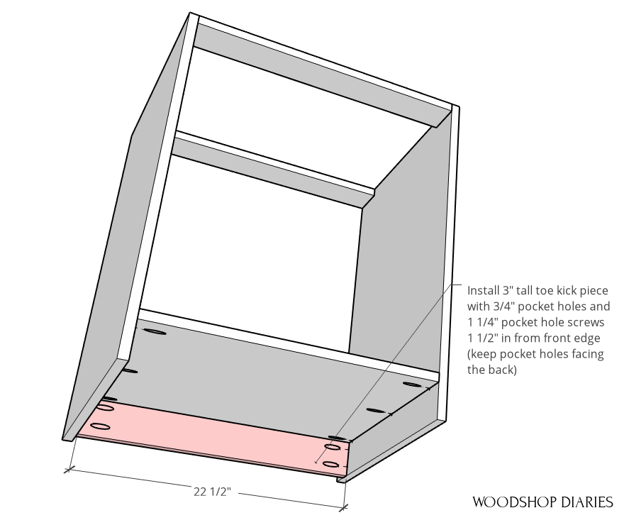 Toe kick attached to modular file cabinet desk cabinet diagram