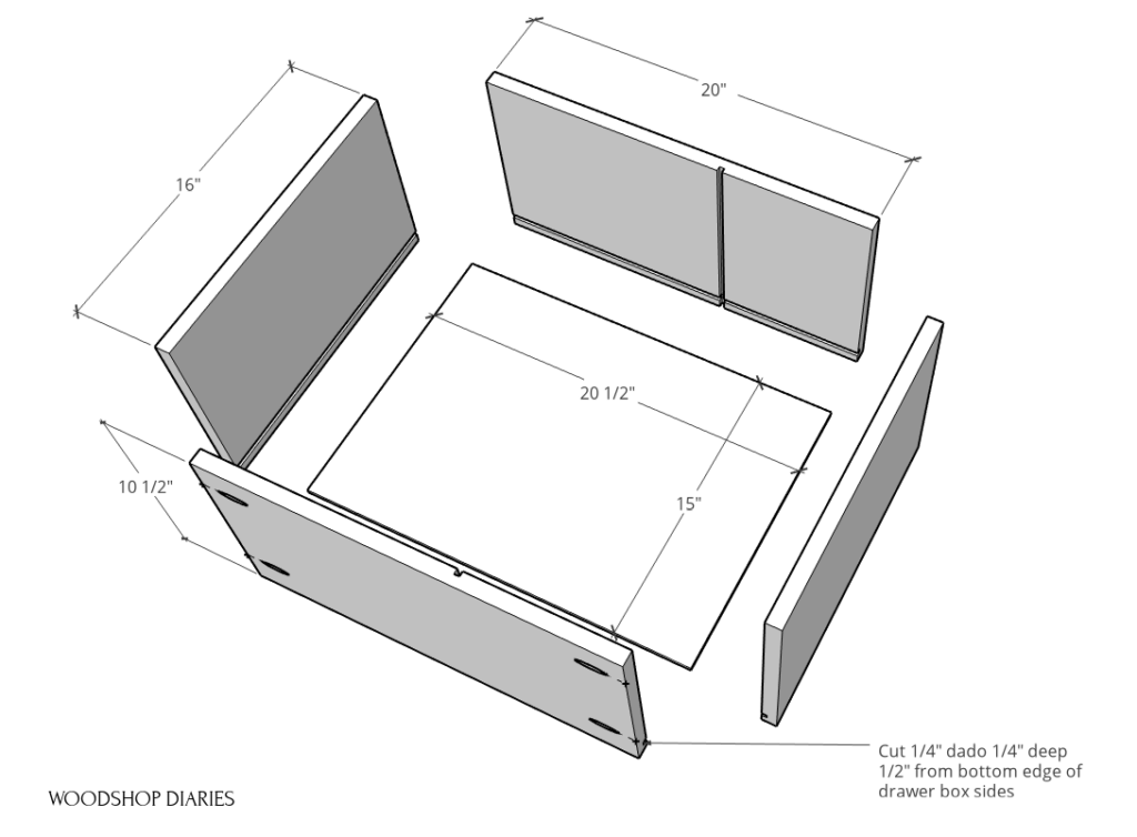 Exploded drawer box diagram