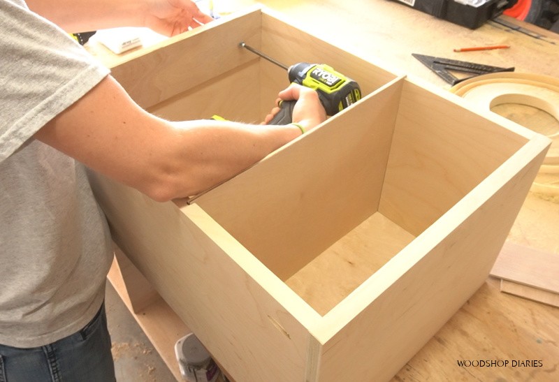 Using Ryobi ONE+ HP Driver to install filing cabinet drawer rails 