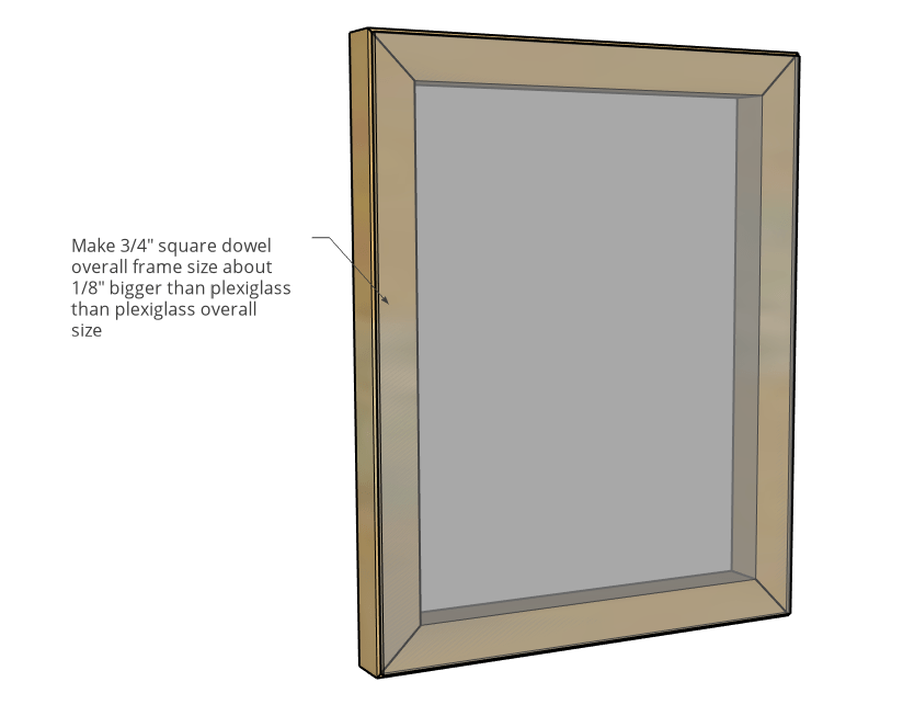 Easy DIY picture frame inside frame sizing compared to plexiglass piece