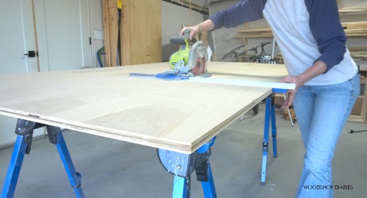 Using kreg rip cut to cut down plywood sheet