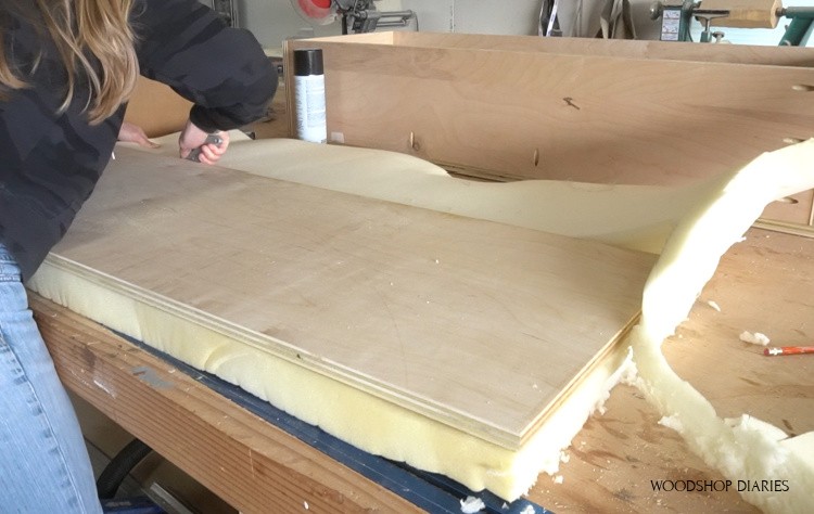 Cutting foam to fit seat top panel