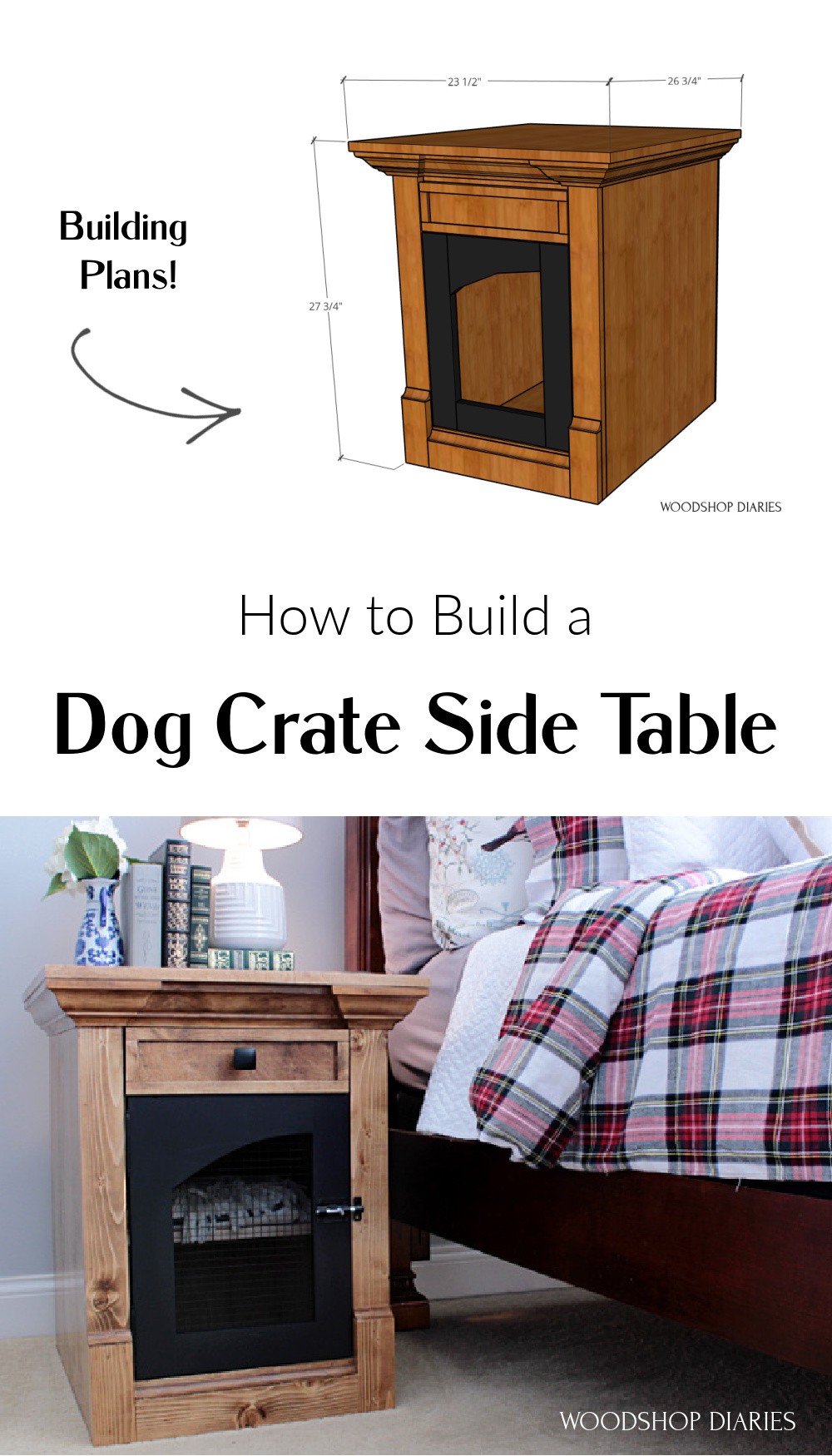 DIY Dog Crate End Table or Nightstand {Building Plans!}