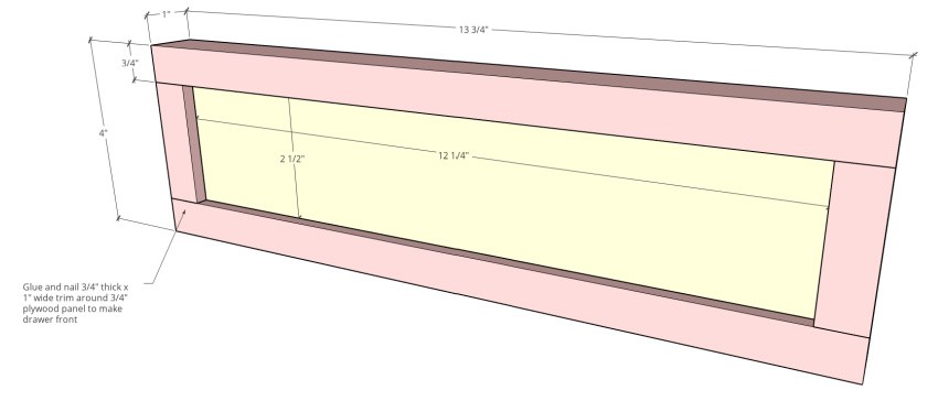 Drawer front dimensional diagram