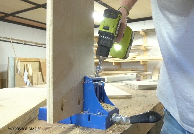 drilling pocket holes into ¾" plywood