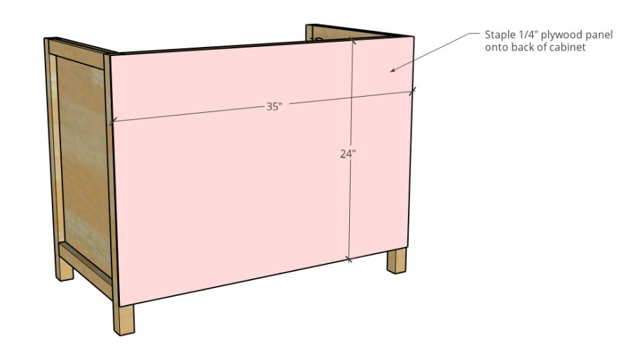 3 D diagram showing back panel dimensions