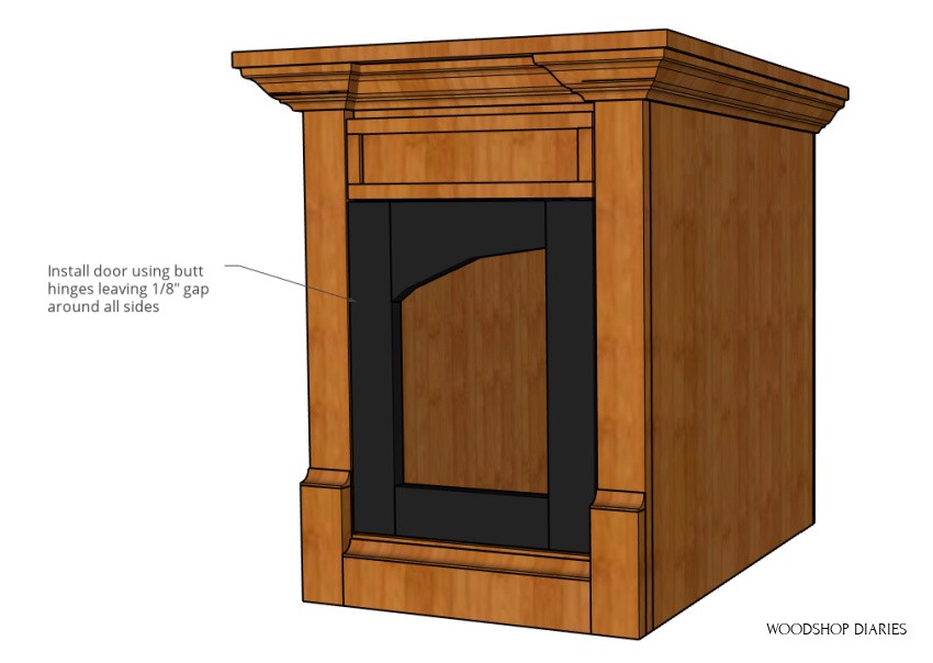 Add door using butt hinges--3D building plan diagram