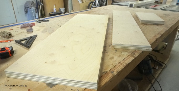 pieces cut to size to assemble storage bench