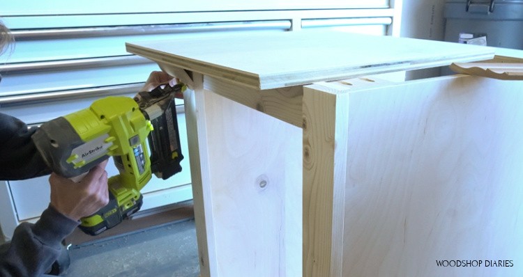 Attaching crown molding onto dog crate end table