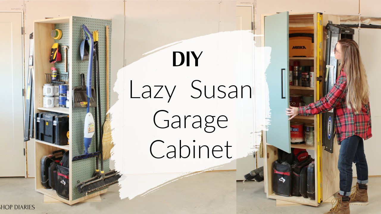 Collage image lazy susan garage cabinet