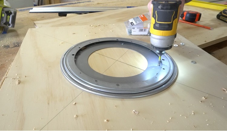 Installing lazy susan onto cabinet bottom