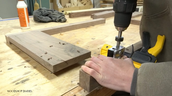 Drilling dowel holes for side panel assembly