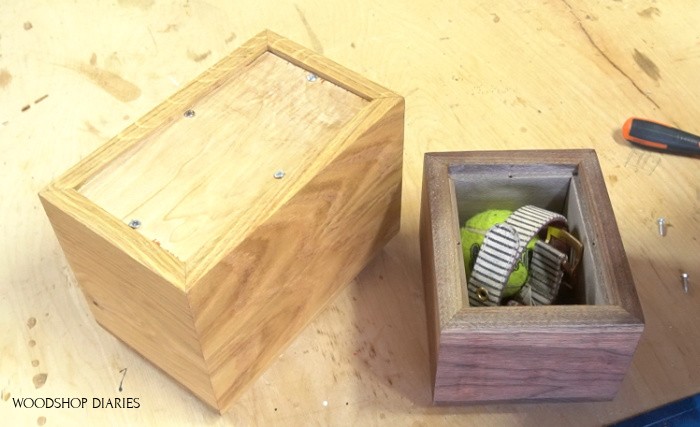 Pet Keepsake box upside down with plywood bottom removed