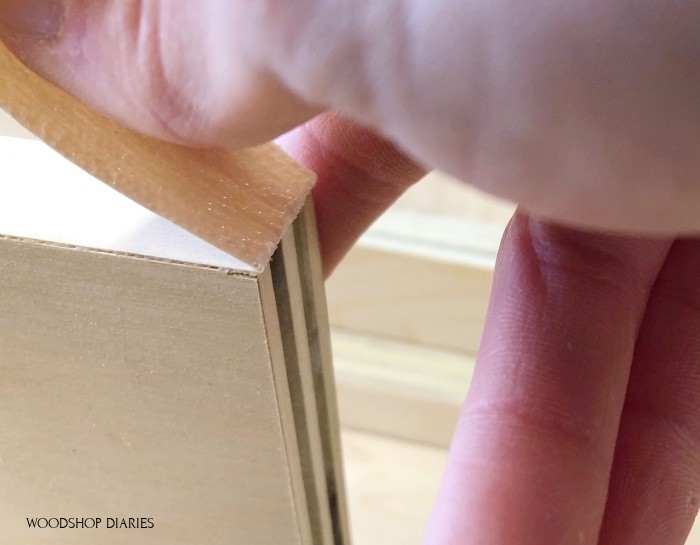 bending veneer edge banding over to break off at end of plywood piece