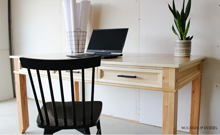 Birch plywood writing desk with birch edge banding covering plywood edges