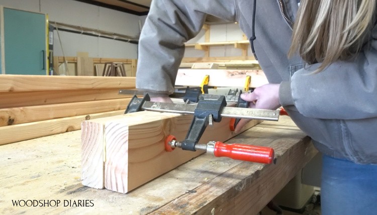 Shara Woodshop Diaries clamping legs together