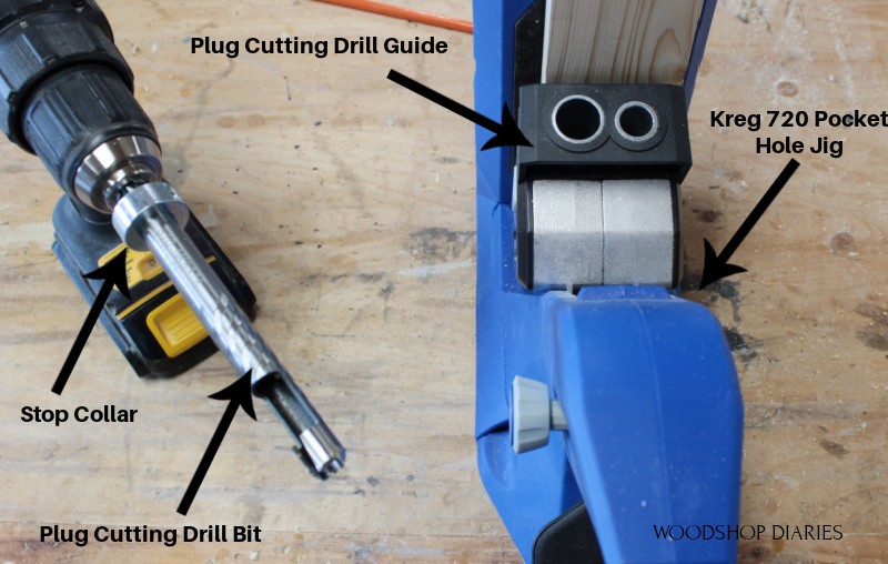 Parts to the plug cutting kit for filling in pocket holes