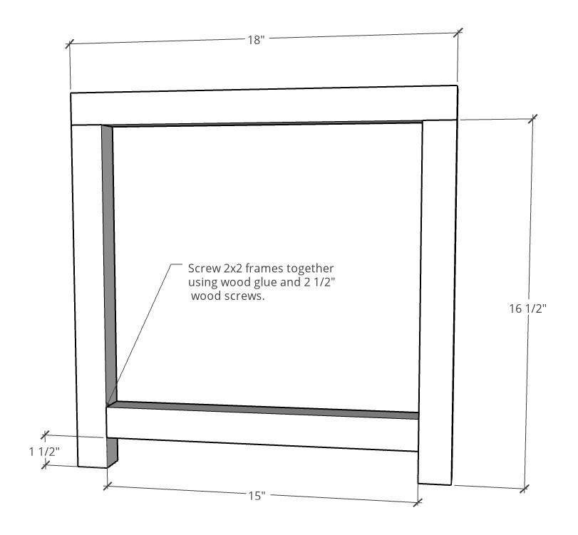 End table side frame dimensional diagram