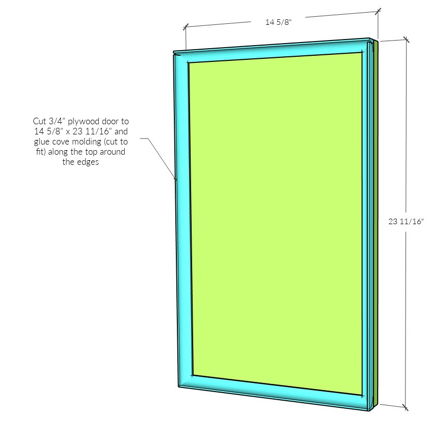 Left side computer desk door overall dimension diagram