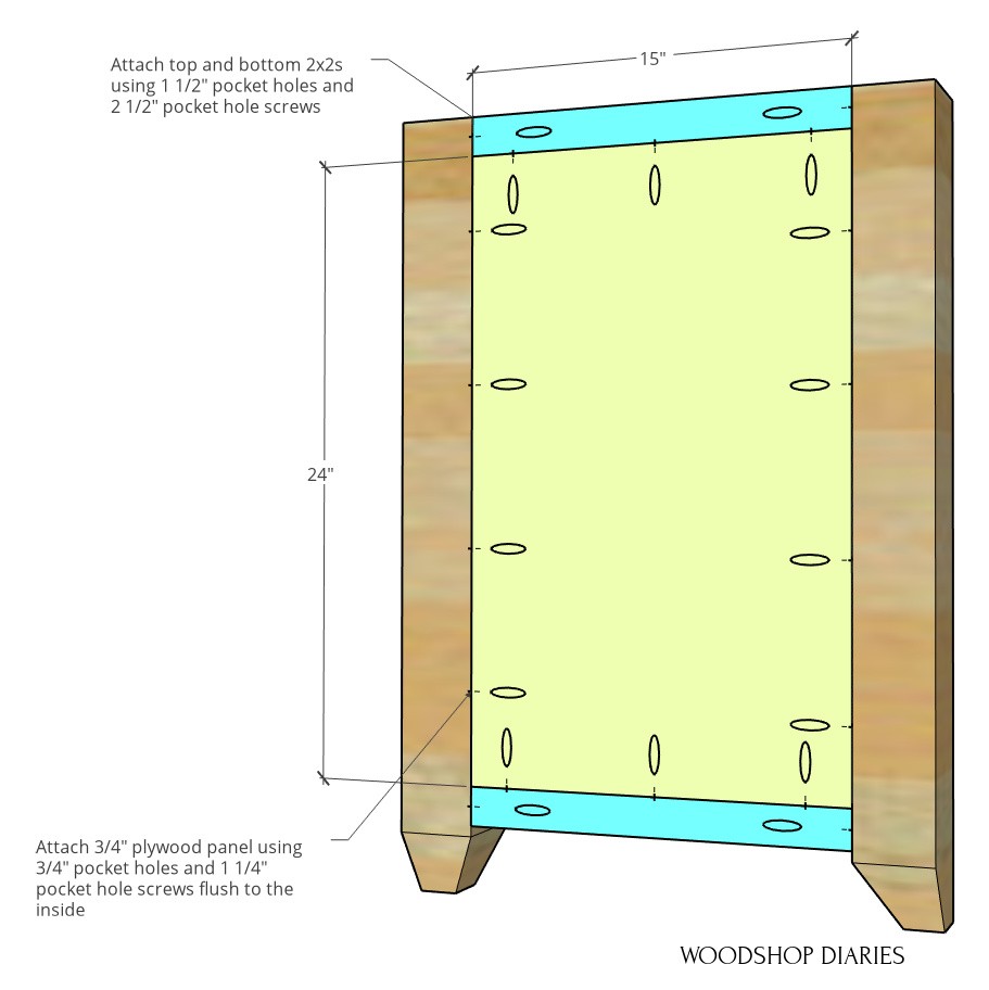 Computer desk side panel diagram with dimensions