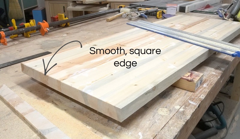 Smooth square edge cut off glued up panel