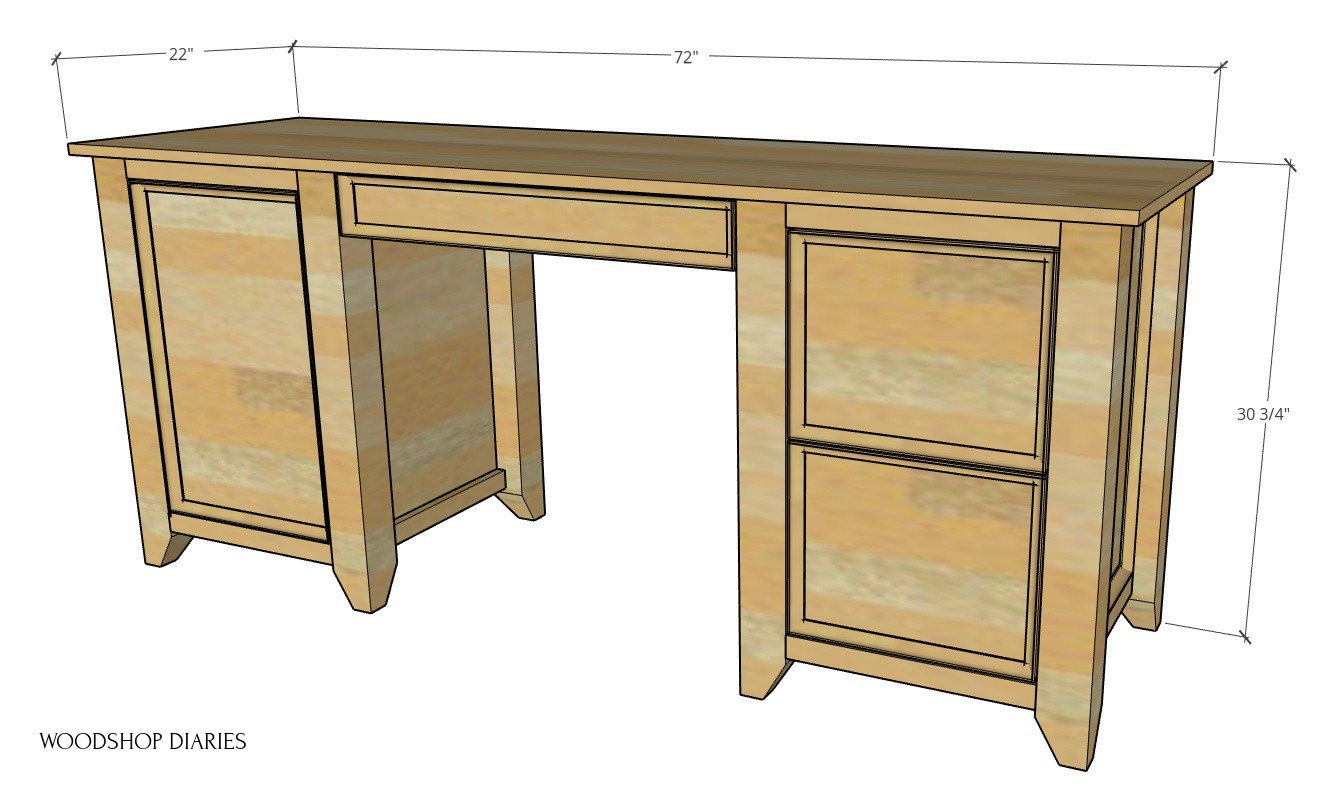 DIY Computer desk overall dimensional diagram