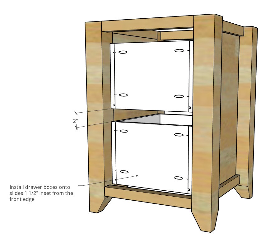 two identical drawer boxes installed into computer desk cabinet