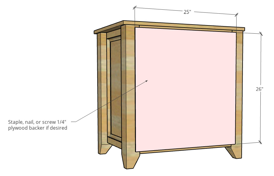 Attach back panel diagram with dimensions