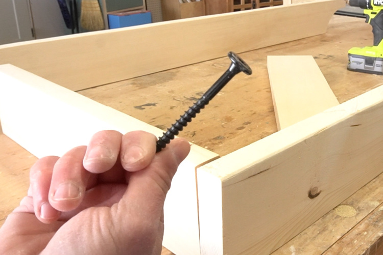 Close up of timber screws used on top frame assembly of grill station