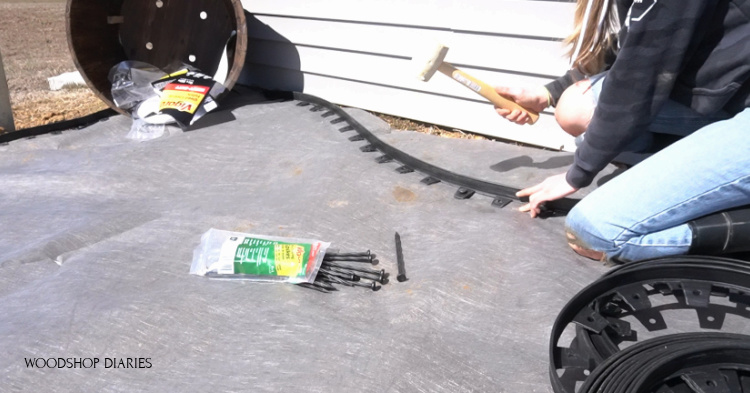 Outlining rock sections in garden makeover space