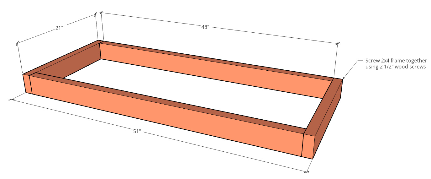 graphic showing bottom frame assembled for mobile bbq station