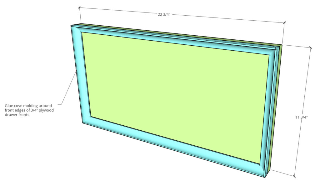 Dimensional diagram of drawer fronts for DIY file cabinet