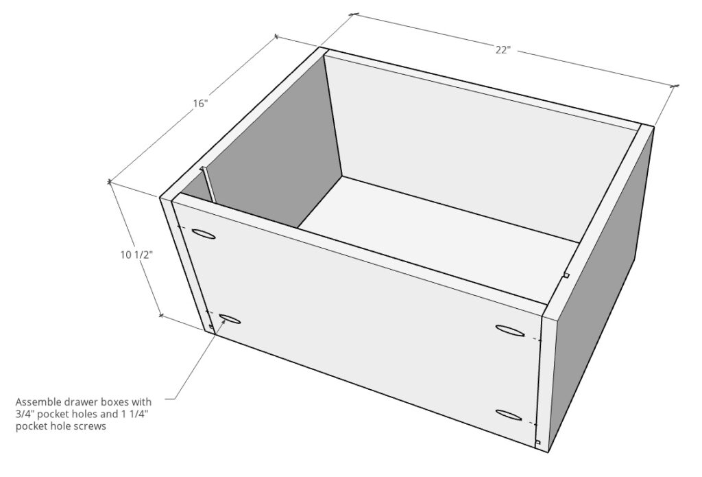 Overall dimensions of drawer boxes for file cabinet