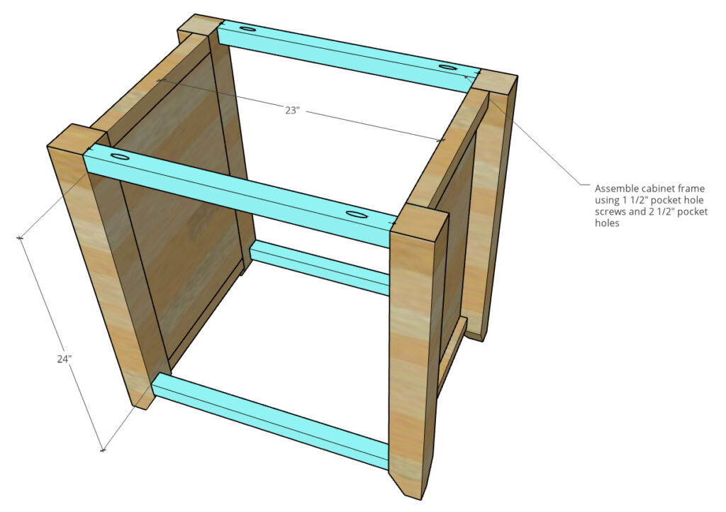 Dimensional diagram of file cabinet frame