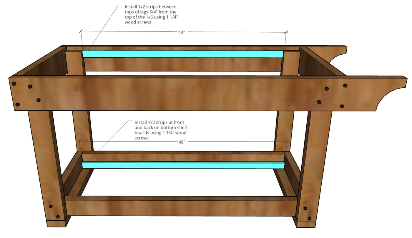graphic showing furring strips attached for top and bottom grill cart slats