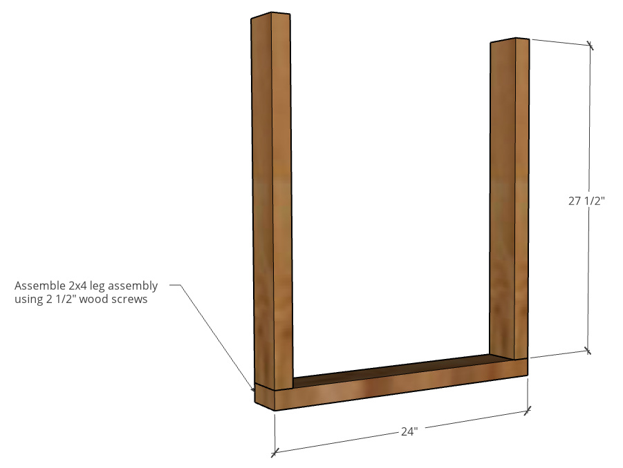 graphic showing how to assemble leg assemblies for mobile bbq cart