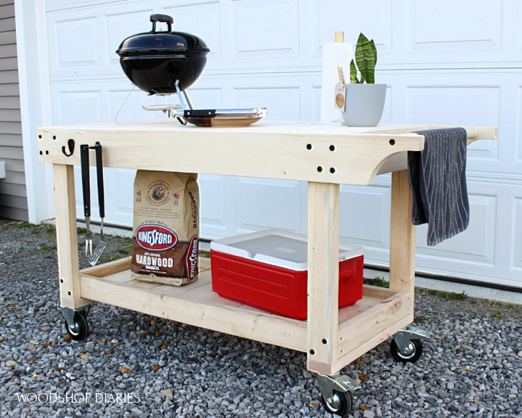 mobile bbq cart prep table small