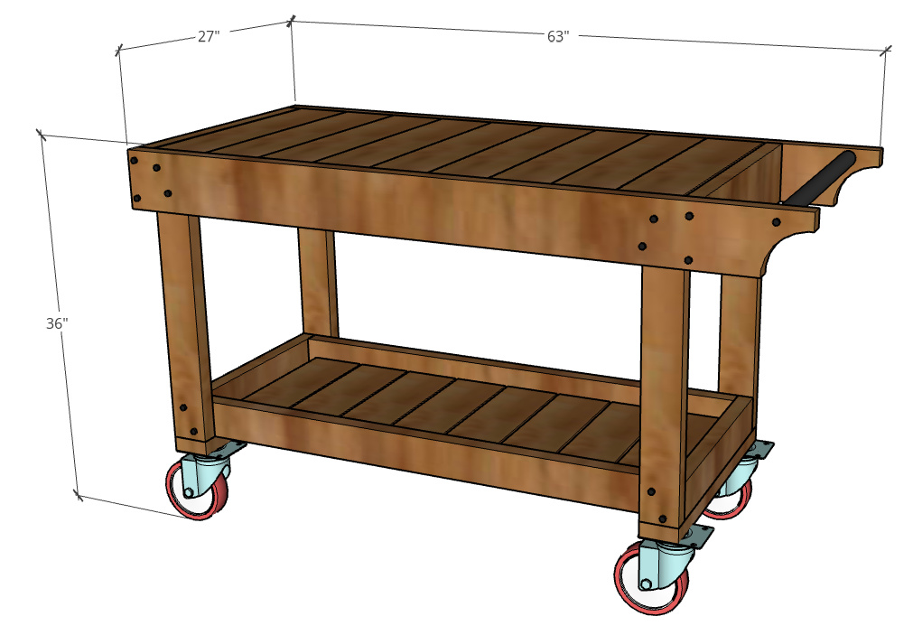 Overall dimensions of grill cart