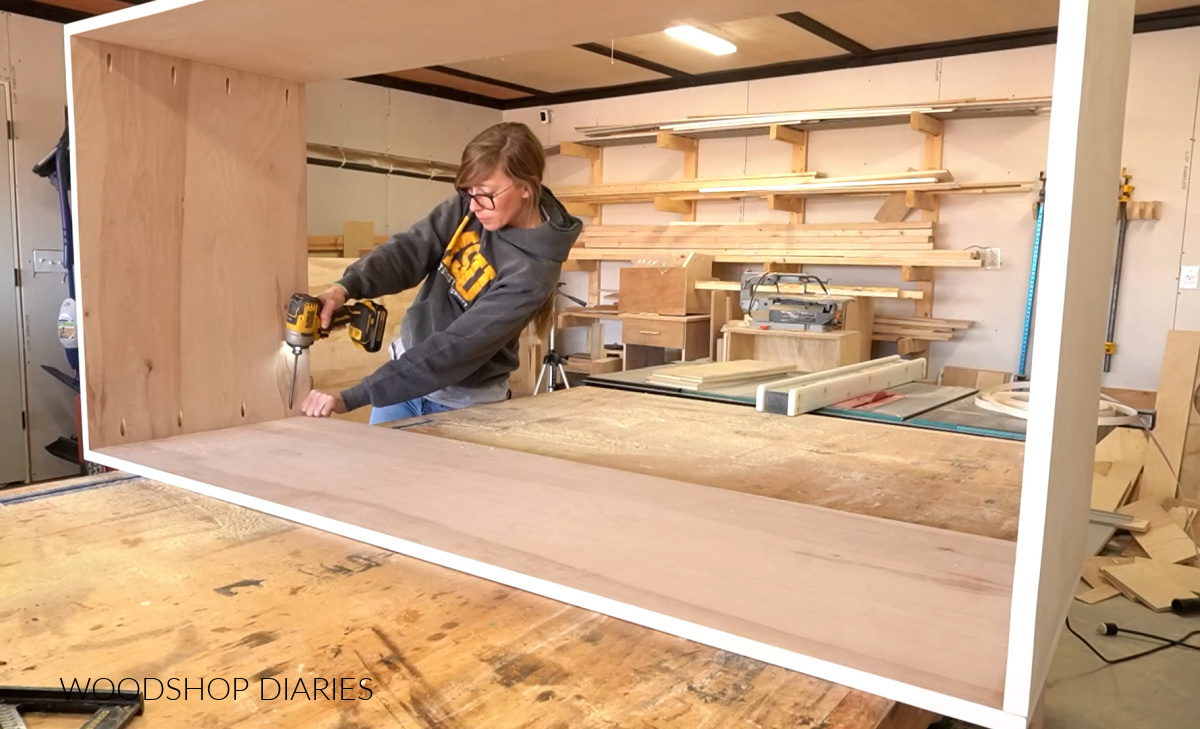 Shara Woodshop Diaries assembling DIY modern dresser cabinet box