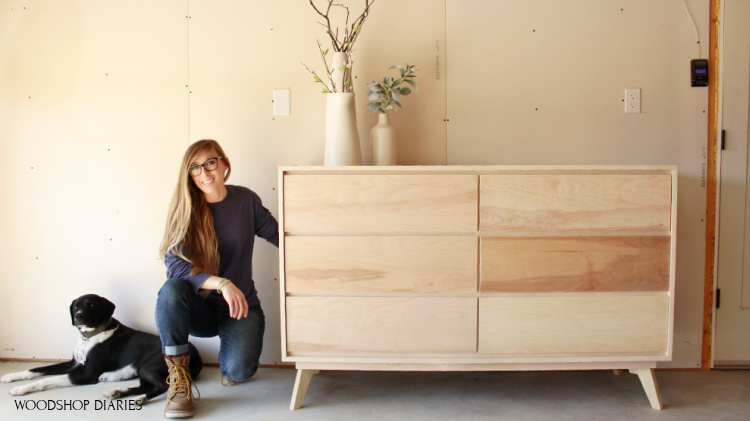 Shara and Lucy with 6 drawer DIY modern dresser build