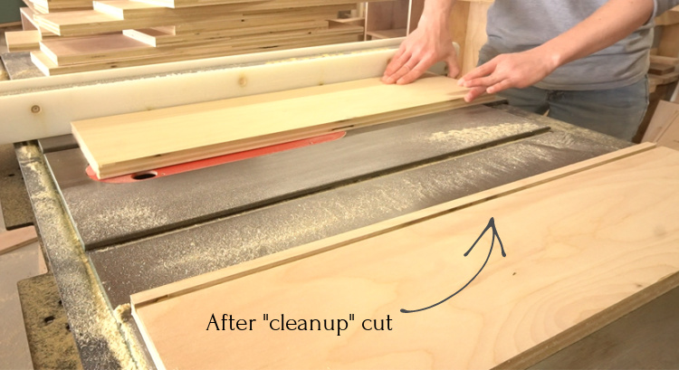 Shara Woodshop Diaries completing the dado cut on table saw