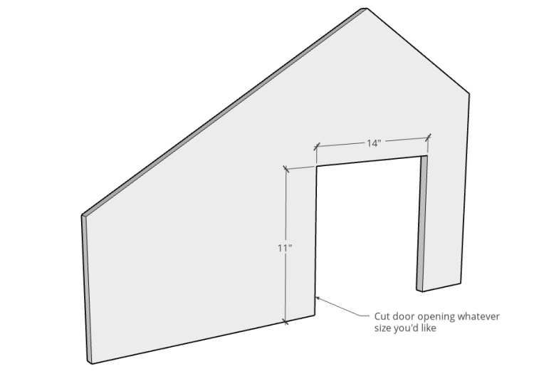 Door cut out diagram to DIY outdoor pet house front panel