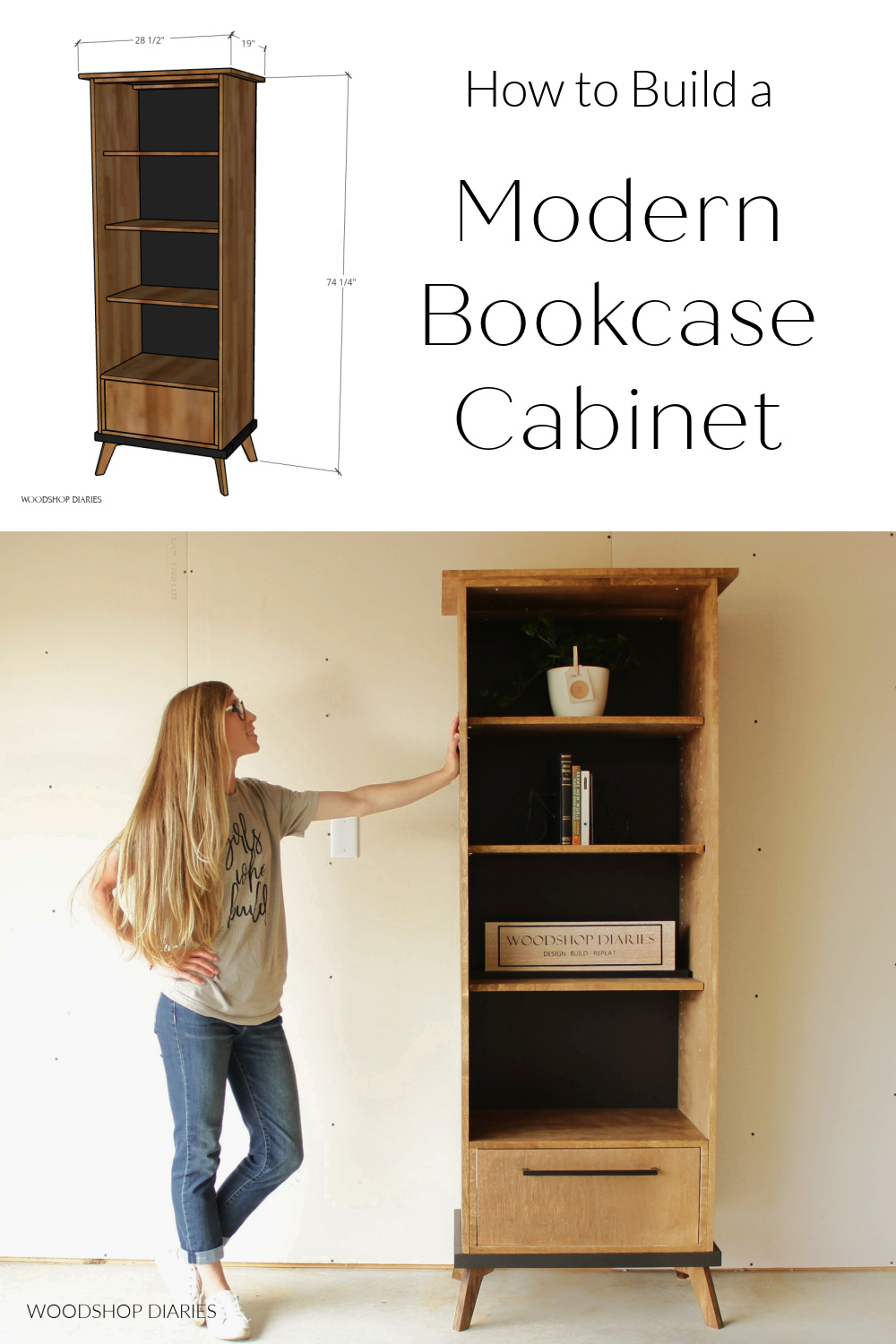 DIY Modern Bookcase with Drawer WOODWORKING PLANS!