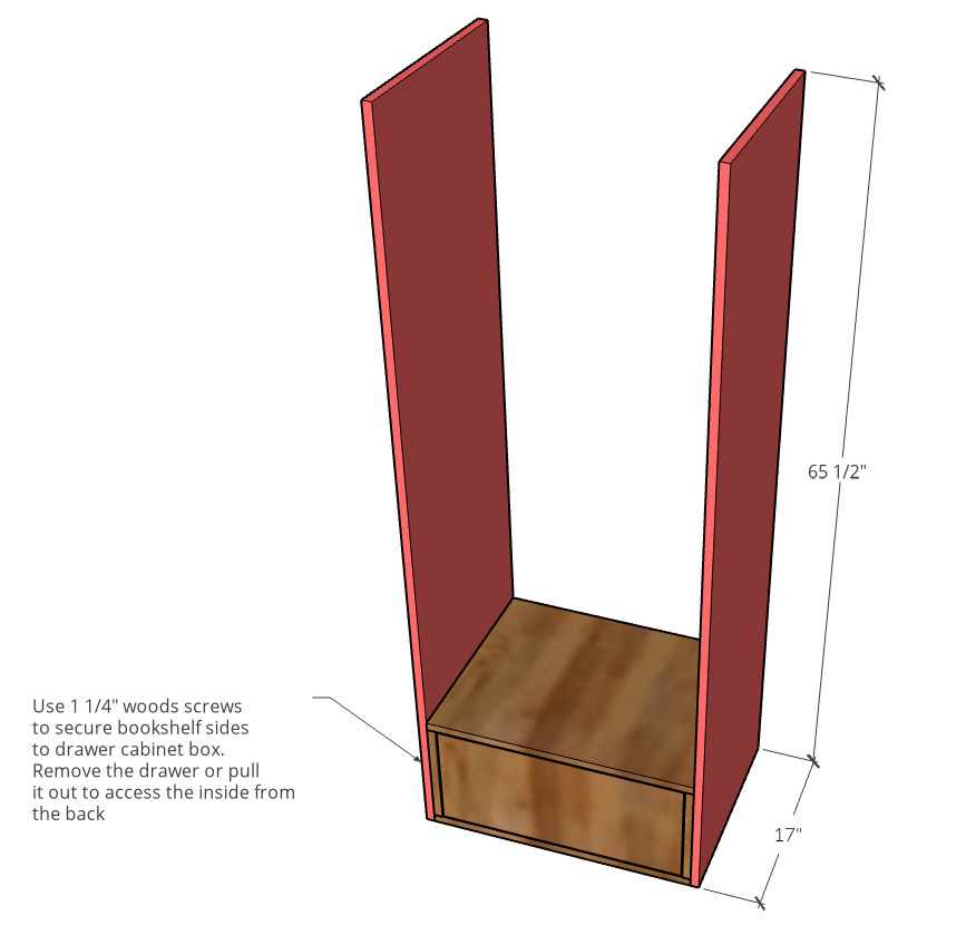 Diagram showing dimensions of side panels for bookshelf build